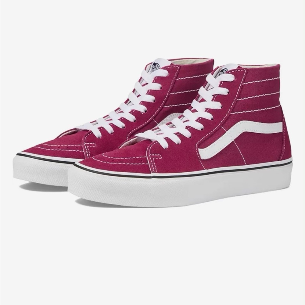 Maroon high top vans